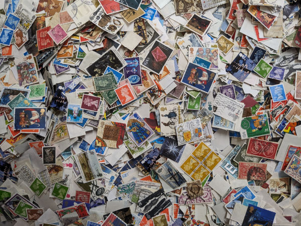 uk stamps off-paper in packets